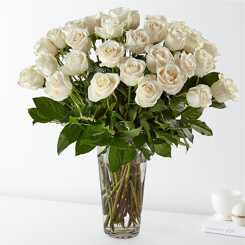 Long Stem White Rose Bouquet – Flowers Of Naples, Naples FL