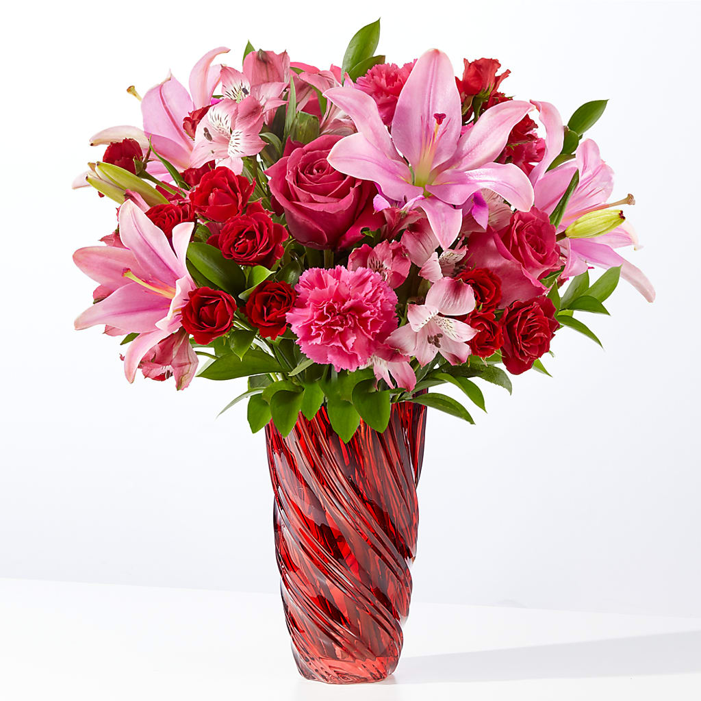 In Love Bouquet with Luxe Swirl Vase – Flowers Of Naples, Naples FL