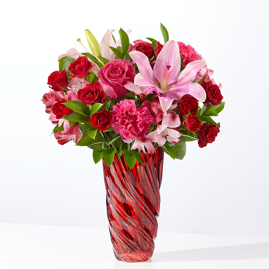 In Love Bouquet with Luxe Swirl Vase – Flowers Of Naples, Naples FL