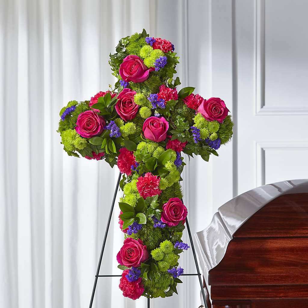 Tribute Rose Floral Cross – Flowers Of Naples, Naples FL