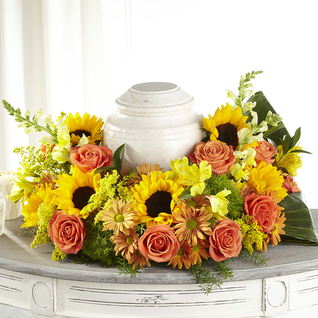 Faithful Sunflower Cremation Adornment – Flowers Of Naples, Naples FL