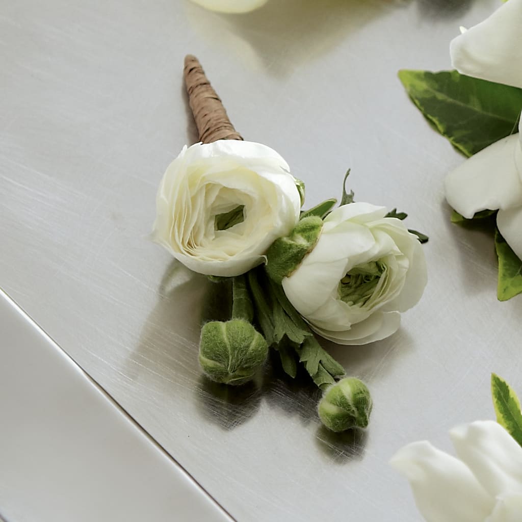 White Ranunculus Boutonniere – Flowers Of Naples, Naples FL