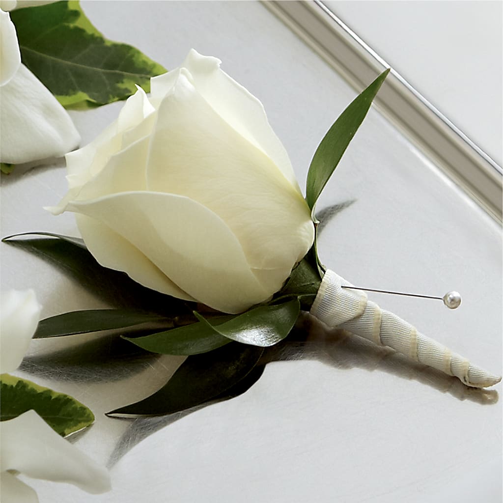 White Rose Boutonniere – Flowers Of Naples, Naples FL