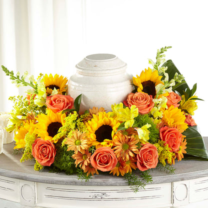 Faithful Sunflower Cremation Adornment –  Flowers Of Naples, Naples FL