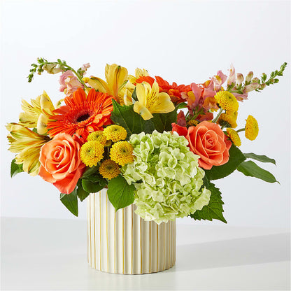 Autumn Sunshine Bouquet with Ivory Vase –  Flowers Of Naples, Naples FL