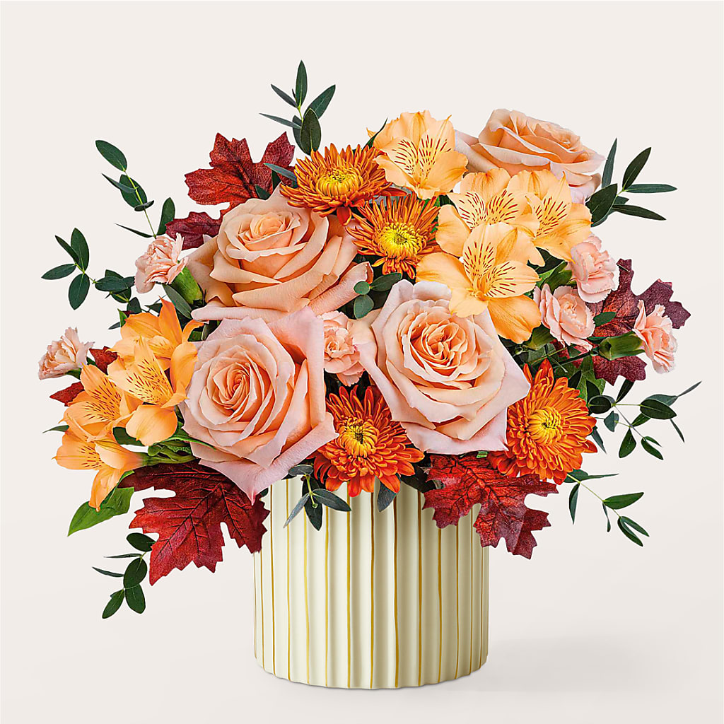 Spiced Latte Bouquet with Ivory Vase –  Flowers Of Naples, Naples FL