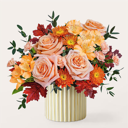 Spiced Latte Bouquet with Ivory Vase –  Flowers Of Naples, Naples FL