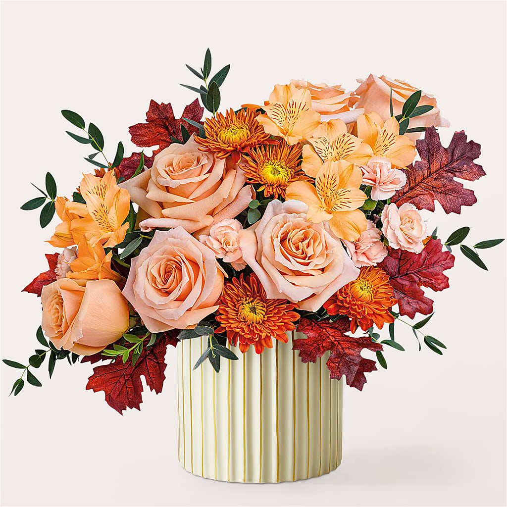 Spiced Latte Bouquet with Ivory Vase –  Flowers Of Naples, Naples FL