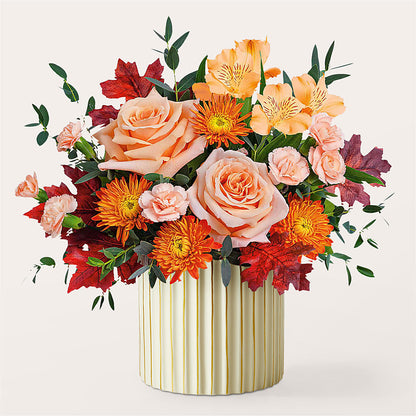 Spiced Latte Bouquet with Ivory Vase –  Flowers Of Naples, Naples FL