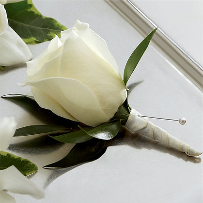 White Rose Boutonniere –  Flowers Of Naples, Naples FL